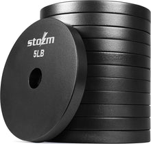 Load image into Gallery viewer, STOZM Premium Solid Steel 1-inch Weight Plates - Set of 12 x 5lbs