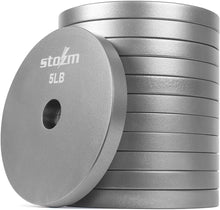 Load image into Gallery viewer, STOZM Premium Solid Steel 1-inch Weight Plates - Set of 12 x 5lbs