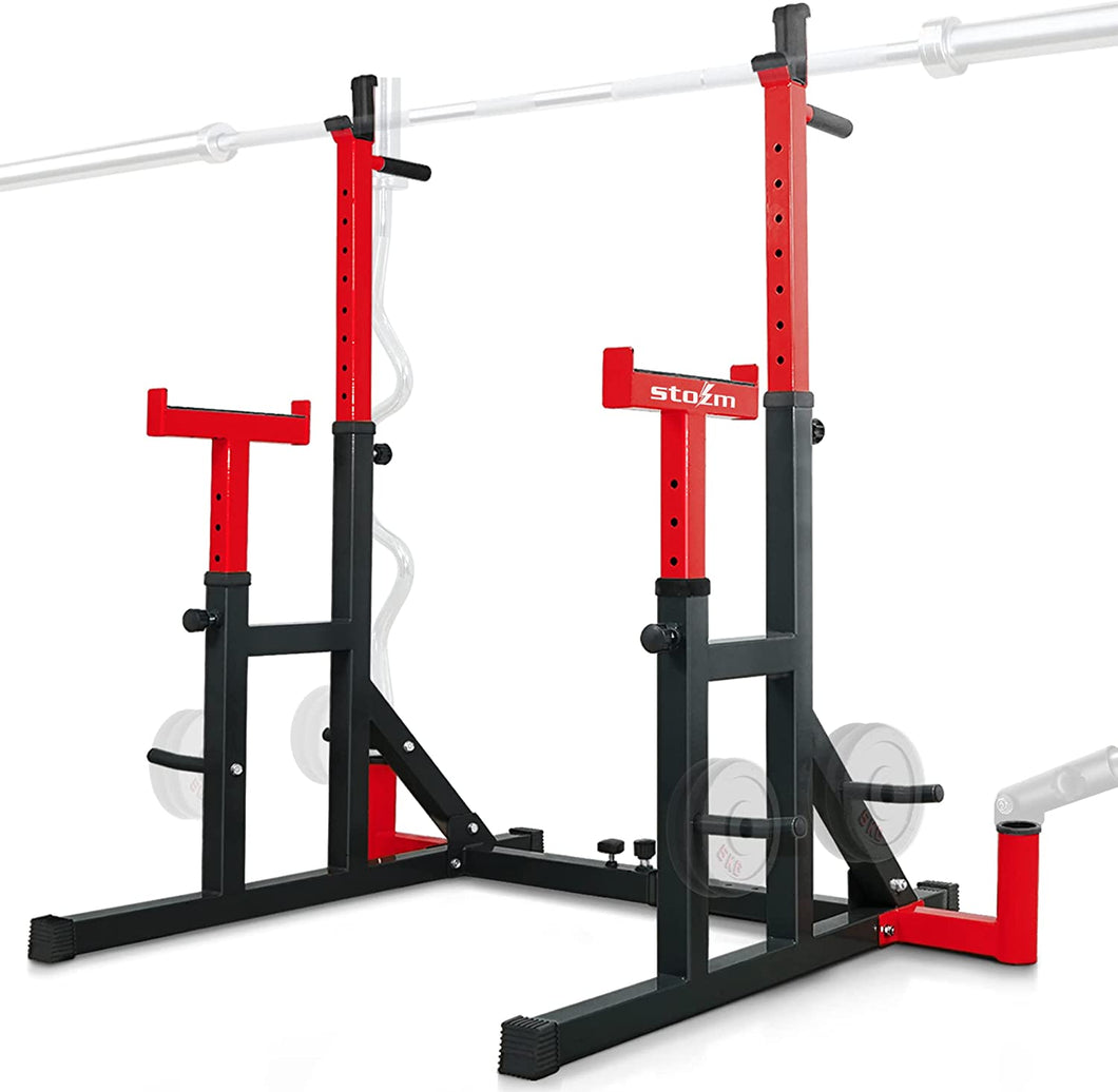 STOZM 14-Gauge Steel Adjustable Squat Rack Stand/Barbell Rack – Max Weight Capacity 770lbs