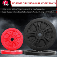 Load image into Gallery viewer, STOZM Supreme Fitness Cast Iron 1 Inch Hole Weight Plates Set 65 lbs for Weightlifting, Strength Training, Work Out (2x2.5lbs, 4x5lbs, 4x10lbs)
