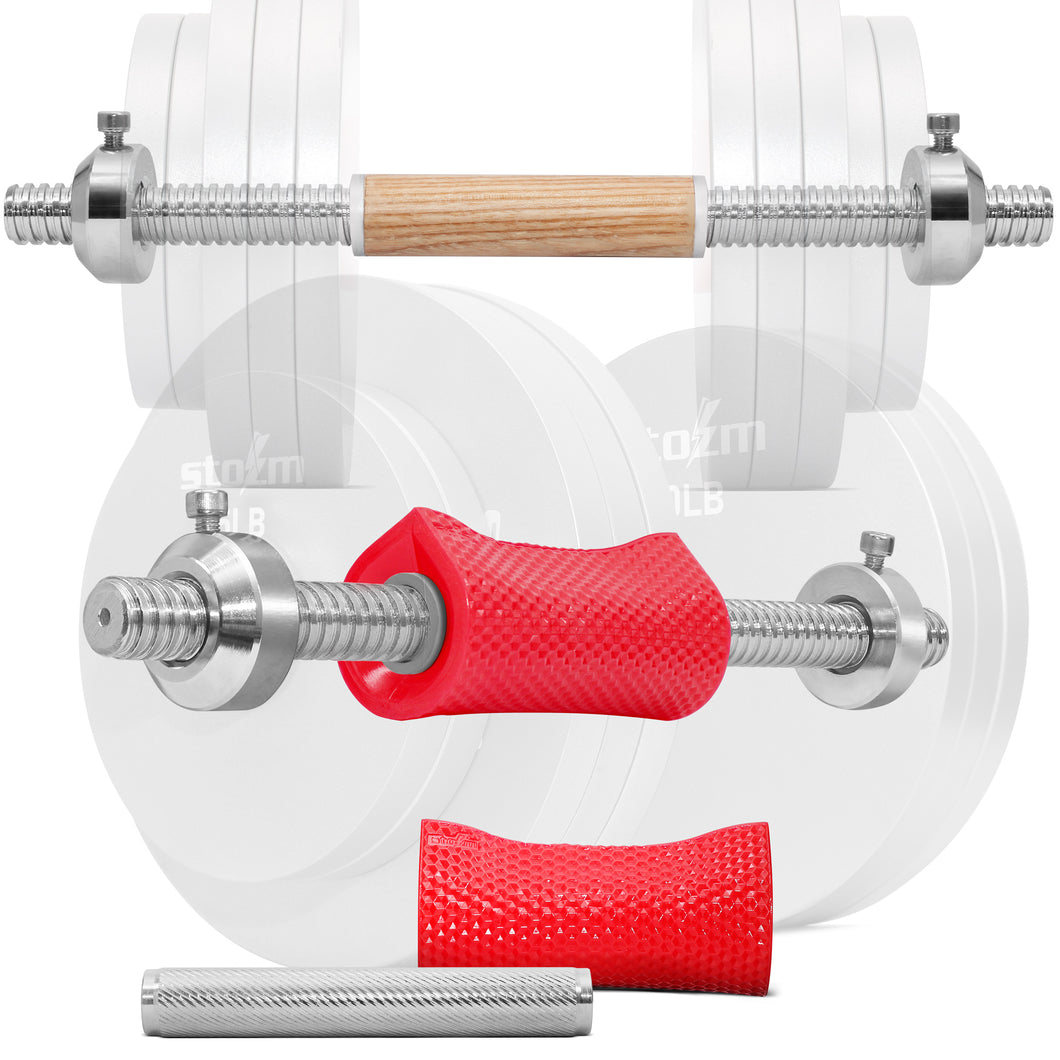 STOZM Premier Dumbbell Handle Set with Handcrafted Wooden Handle – Handmade Wooden Handles Adjustable Dumbbell Set for Weightlifting Strength Training – Collars, Max Gripz and Connector Included to be Used with STOZM Weight Plates